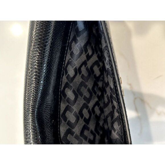 Diane von Furstenberg Envelope Clutch in Embossed Black Leather